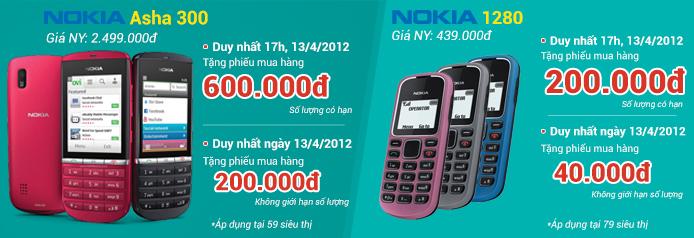 Duy nhất ngày 13/4 - Cơ hội vàng sở hữu Asha 300 và Nokia 1280